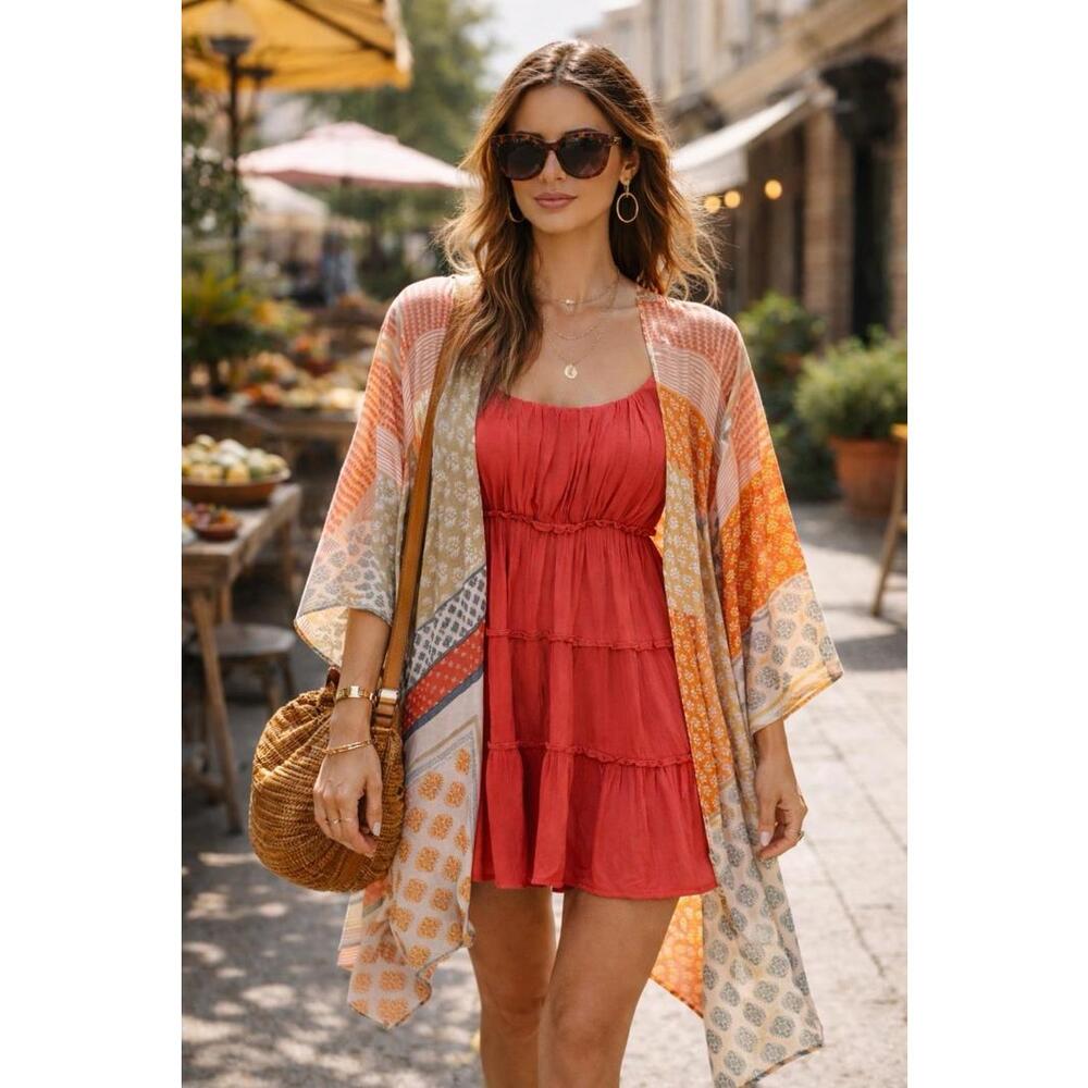 Henne Shoppe Kimono One Size Boho Patchwork Duster NWT A24